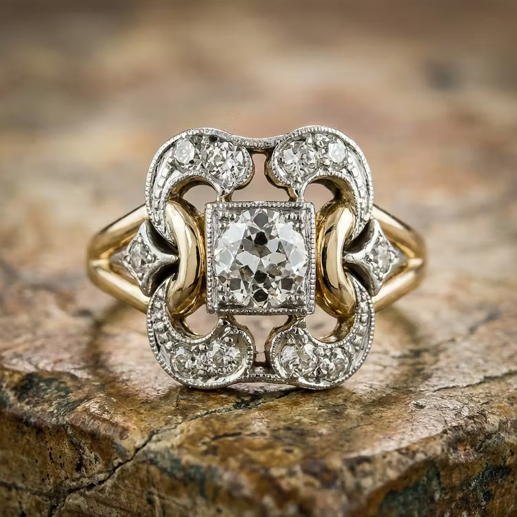 Aoaome Vintage Zirconia Gold Rings