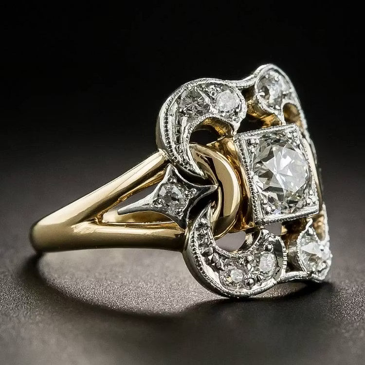 Aoaome Vintage Zirconia Gold Rings