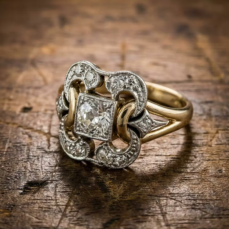 Aoaome Vintage Zirconia Gold Rings