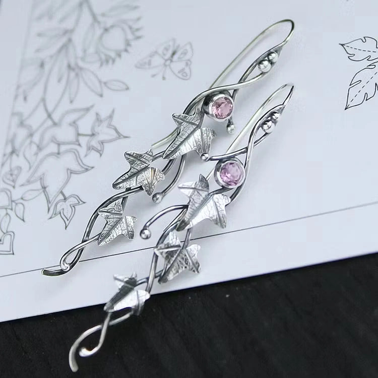 Aoaome Vintage plant leaves vine earrings