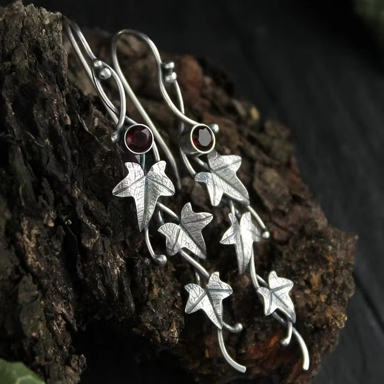 Aoaome Vintage plant leaves vine earrings