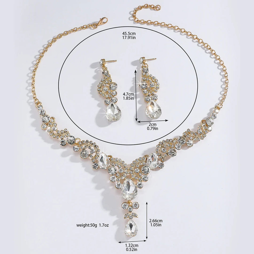 Aoaome Wedding Party Premium Vintage Necklace Earrings Sets