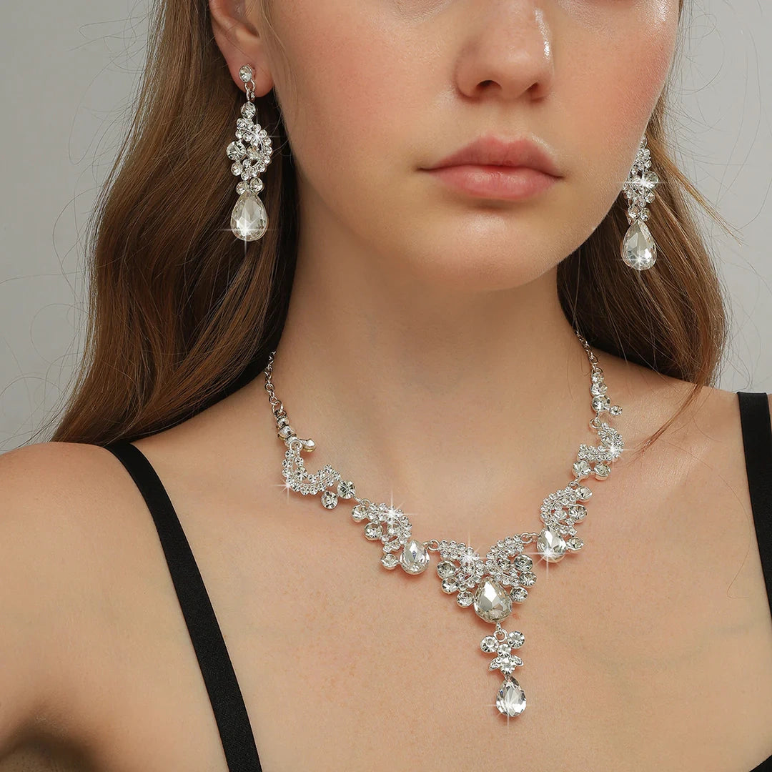 Aoaome Wedding Party Premium Vintage Necklace Earrings Sets
