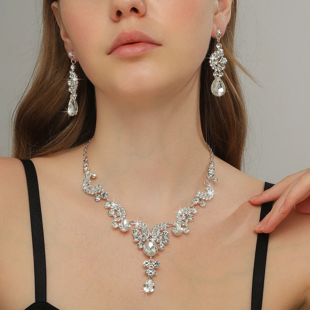 Aoaome Wedding Party Premium Vintage Necklace Earrings Sets