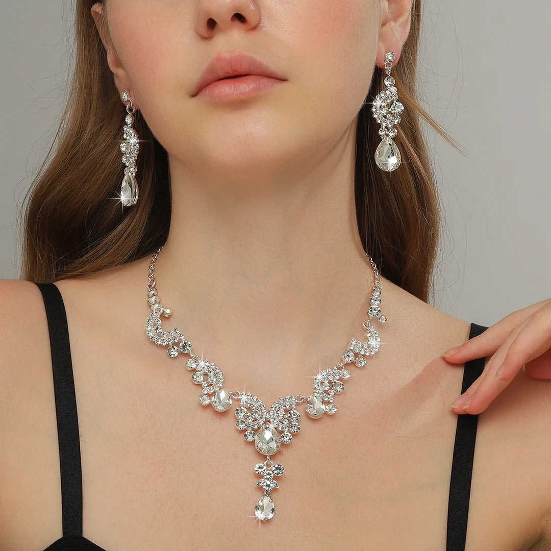 Aoaome Wedding Party Premium Vintage Necklace Earrings Sets