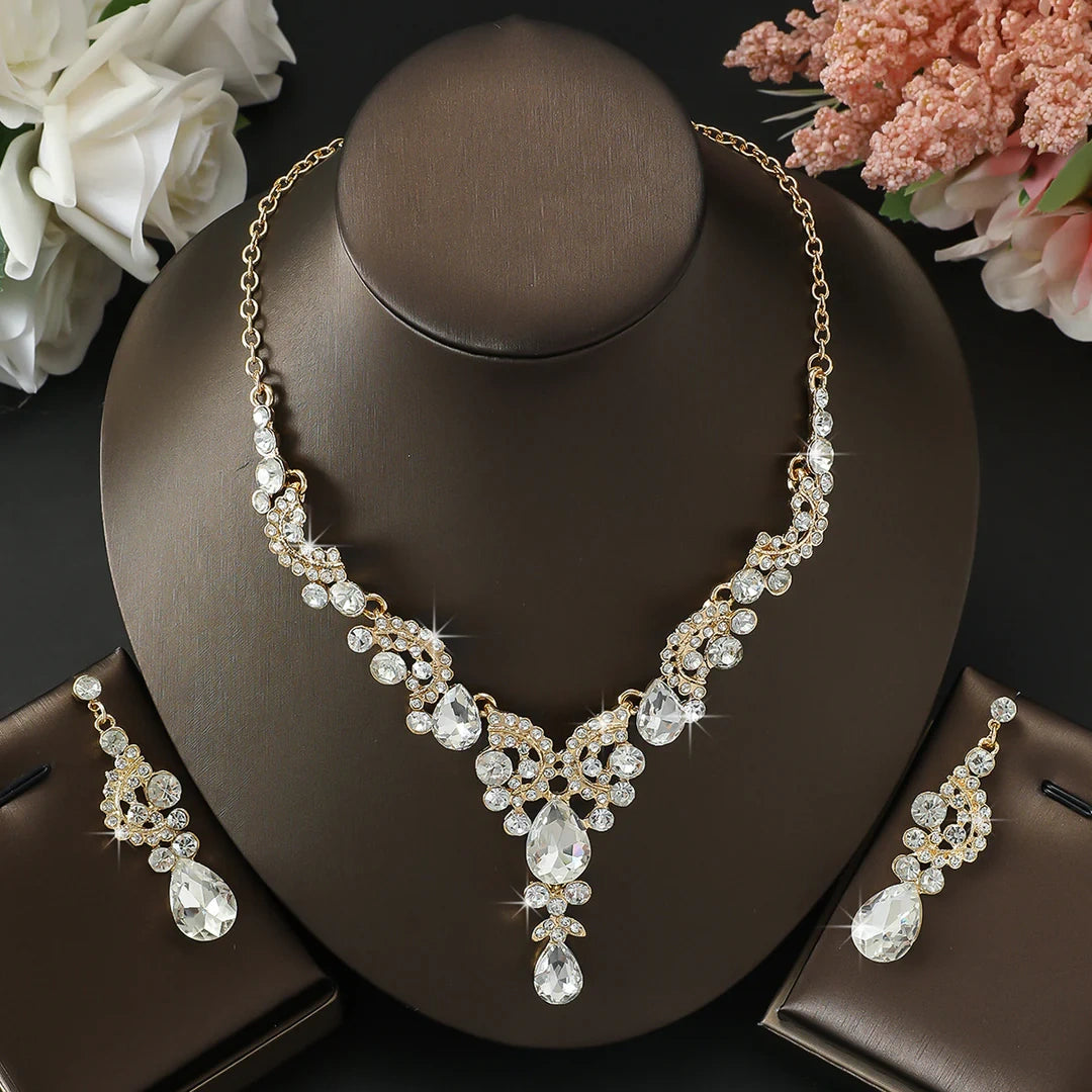 Aoaome Wedding Party Premium Vintage Necklace Earrings Sets