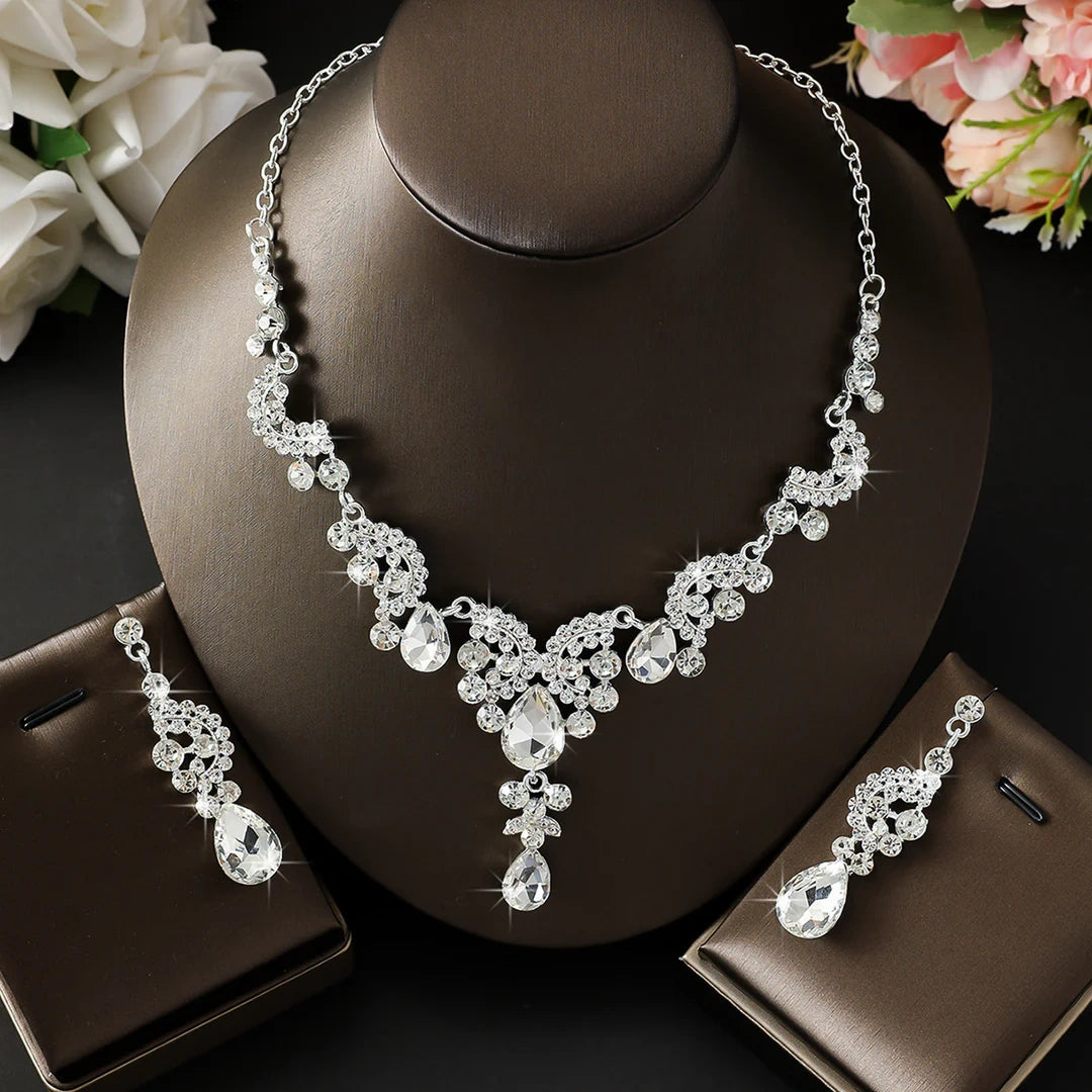 Aoaome Wedding Party Premium Vintage Necklace Earrings Sets