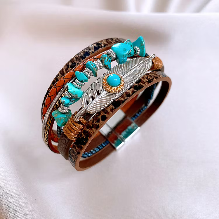 Aoaome Woven Magnetic Leather Bracelets