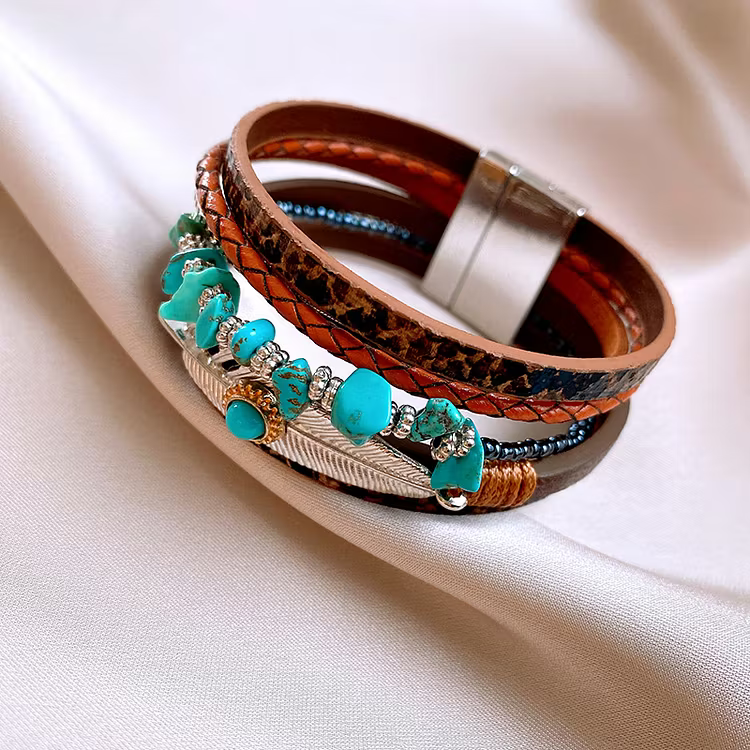 Aoaome Woven Magnetic Leather Bracelets