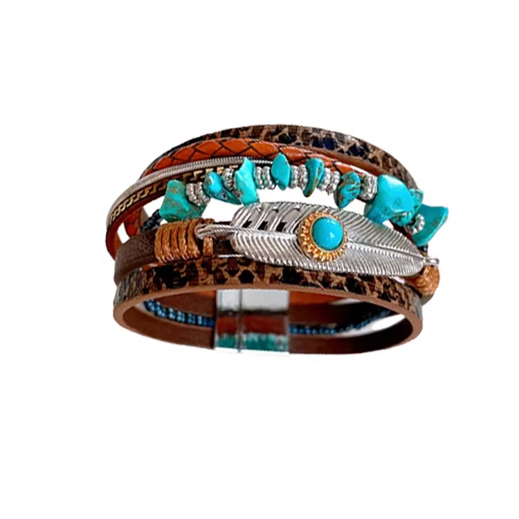 Aoaome Woven Magnetic Leather Bracelets
