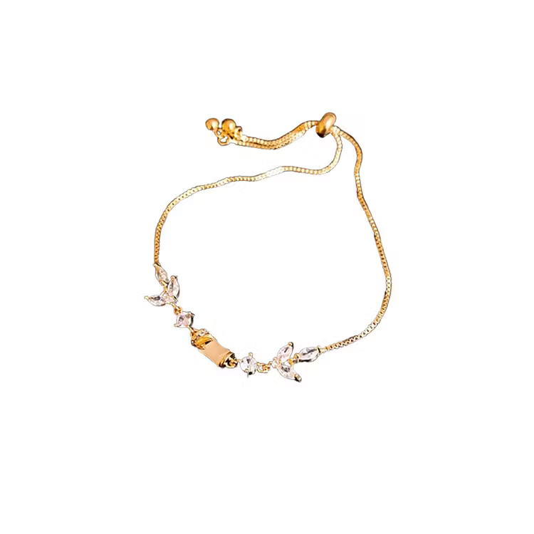 Aoaome Zircon Bamboo Knot Leaf Flower Bracelets