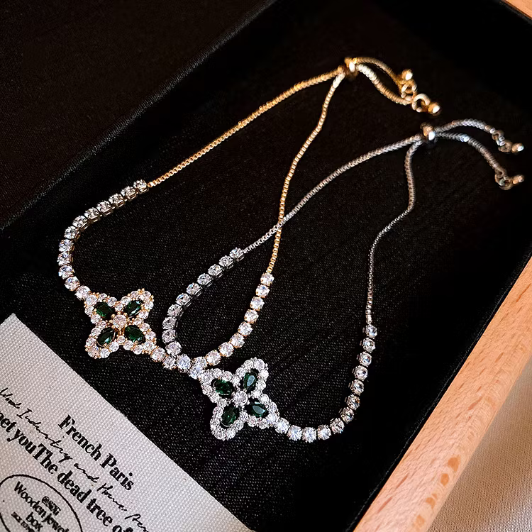 Aoaome Zircon Flower Adjustable Bracelets