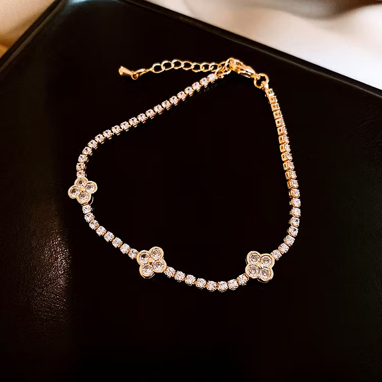 Aoaome Zircon Three Flower Bracelets