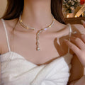 Aoaome Zirconia Drop Choker Necklaces