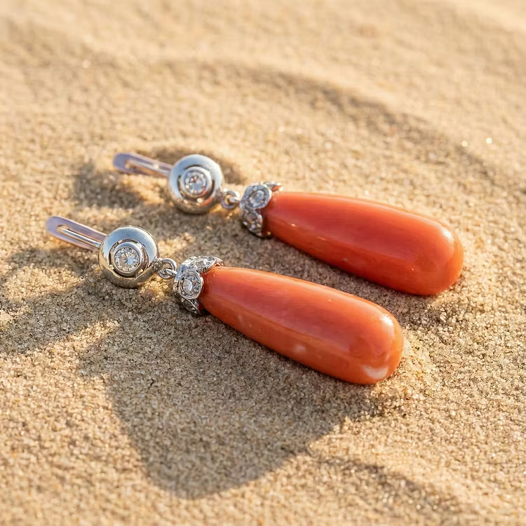 Aooame Bohemian antique coral hanging Earrings
