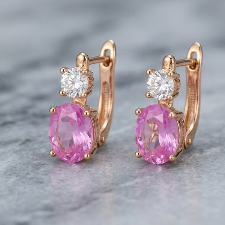 Aoaome Dainty Rose Gold Pink CZ Drop Clip-On Earringss