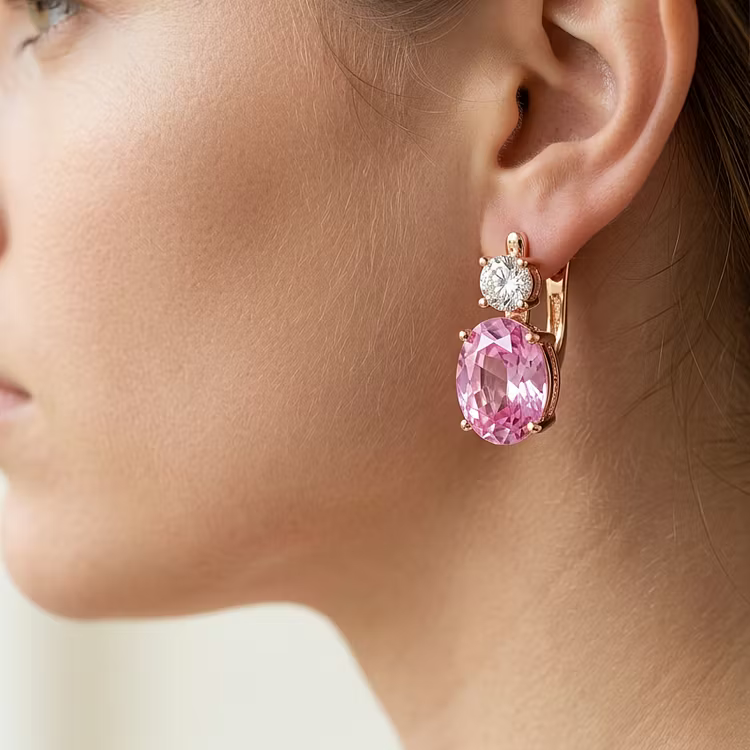 Aoaome Dainty Rose Gold Pink CZ Drop Clip-On Earringss