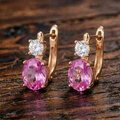 Aoaome Dainty Rose Gold Pink CZ Drop Clip-On Earringss