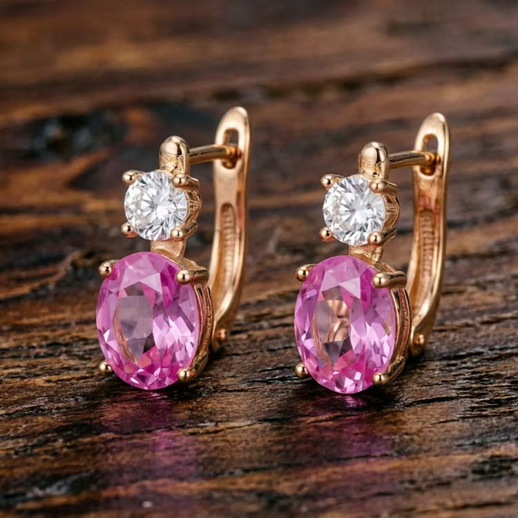 Aoaome Dainty Rose Gold Pink CZ Drop Clip-On Earringss