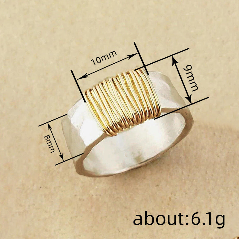 Aoaome Vintage Golden Threads Silver Rings