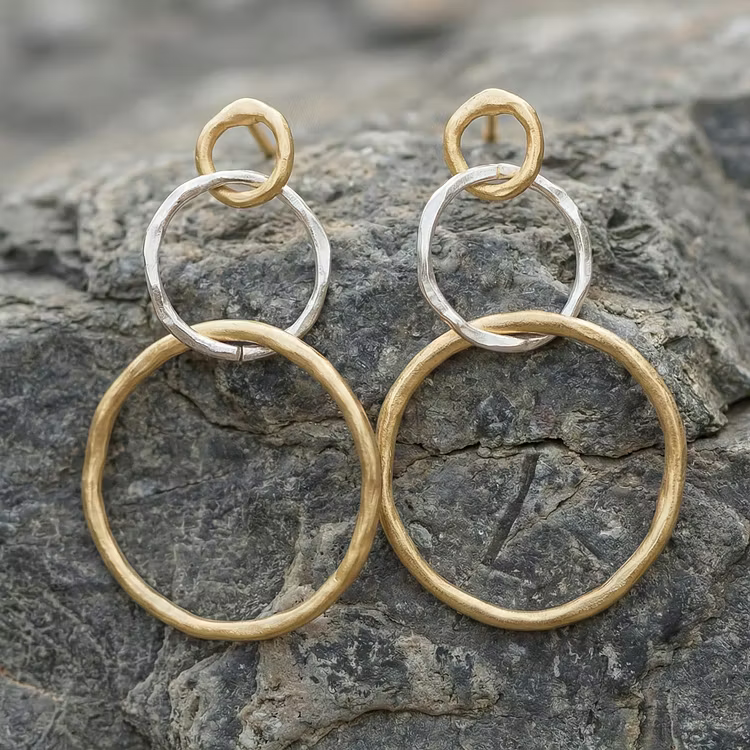 Aoaome Vintage Gold Silver Hoop Earrings