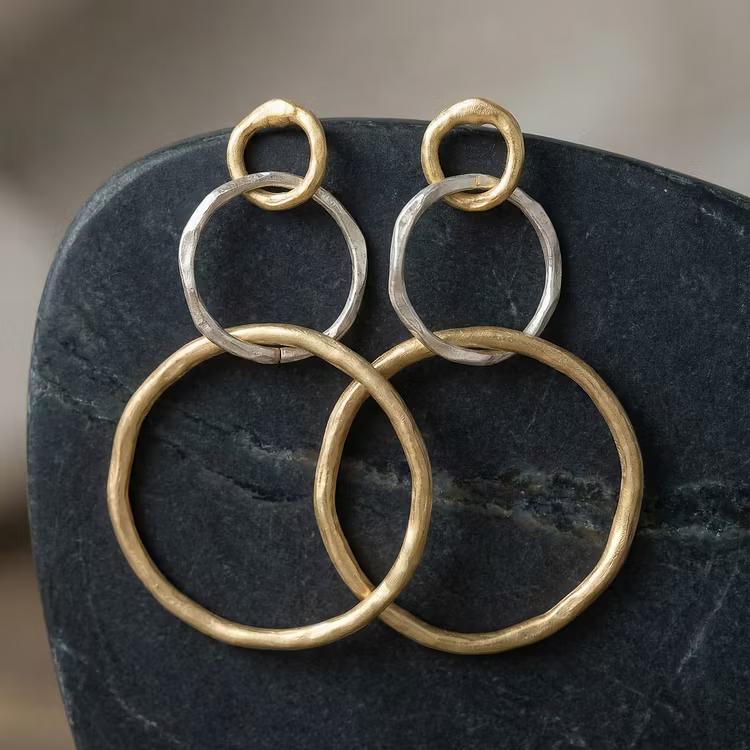Aoaome Vintage Gold Silver Hoop Earrings