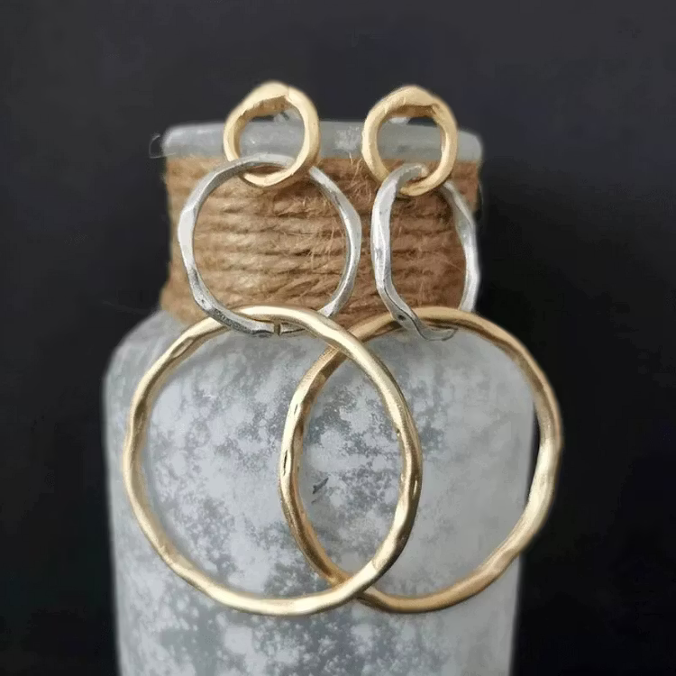 Aoaome Vintage Gold Silver Hoop Earrings