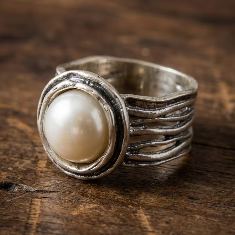Aoaome White Stone Layering Silver Rings